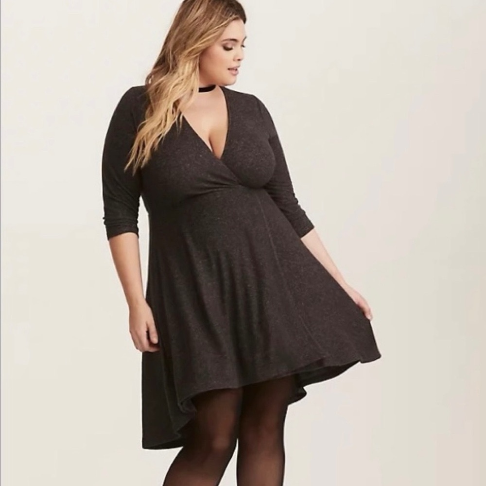 Torrid Charcoal Faux Wrap Dress Size 4